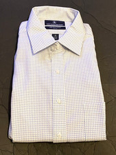 Hart Schaffner Marx Men Neutral Check Shirt Pima Cotton Size 17 / 35 Non-Iron