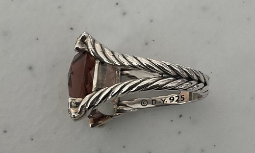 DAVID YURMAN STERLING SILVER/MORGANITE/DIAMONDS ON POINT RING! SIZE 6.5 - Picture 6 of 10