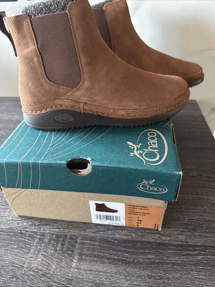 Chaco JCH109218 Women's Paonia Chelsea Cinnamon Brown Boots Shoes