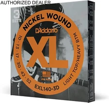 3 Sets EXL140 D'Addario EXL140-3D Nickel Wound 10-52 Guitar Strings