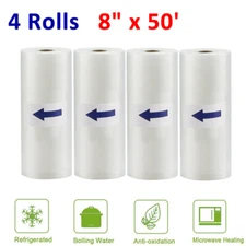 4 Rolls 8"x50' Vacuum Sealer Bags Food Saver Embossed Storage Bag BPA Free 4 mil