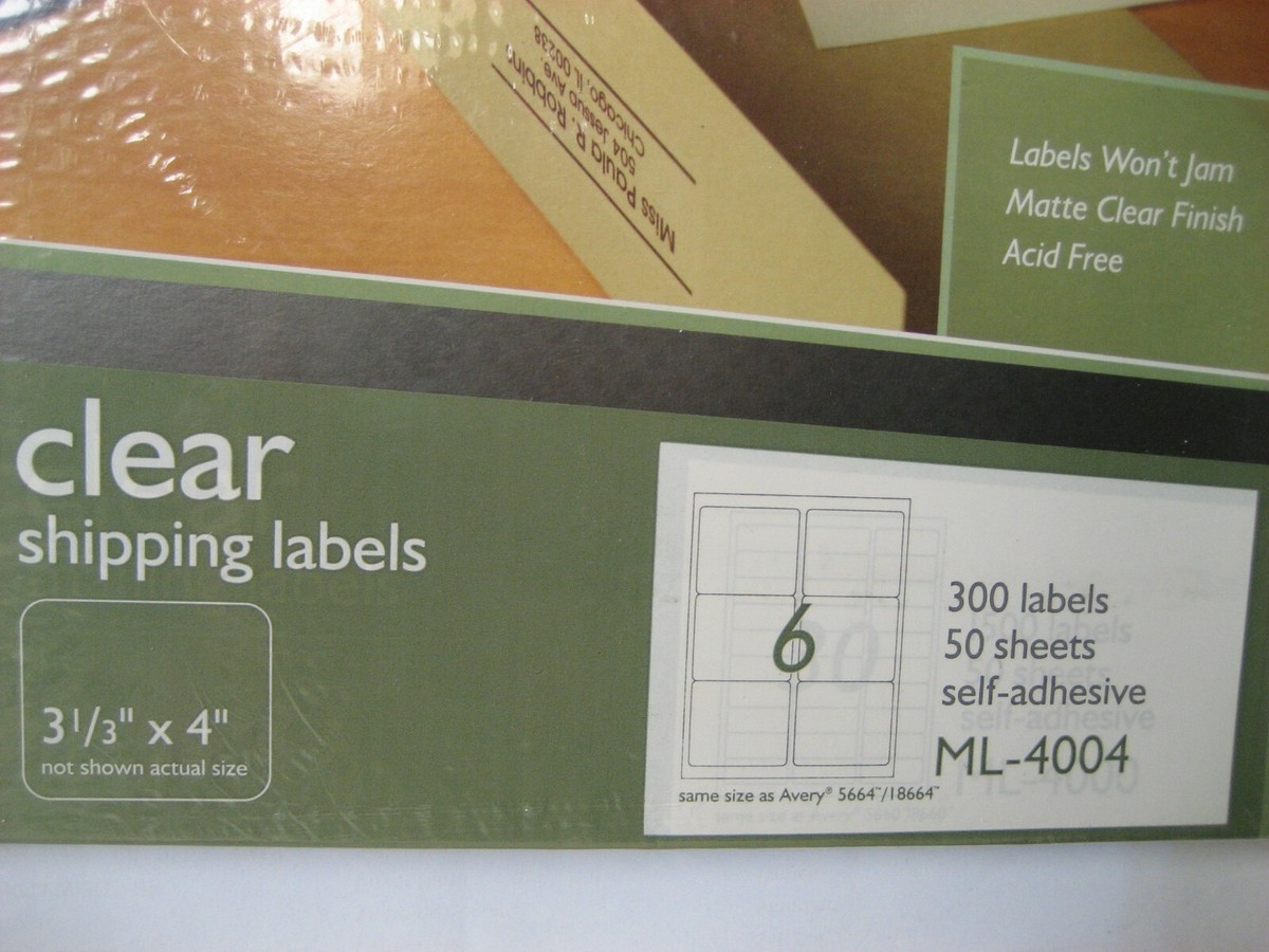 Maco Laser/Ink Jet Matte Clear Shipping Labels 3-1/3 X 4-1/4
