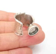 Hammered Ring Setting Resin Ring Blank Cabochon Mounting Adjustable Dried Flower