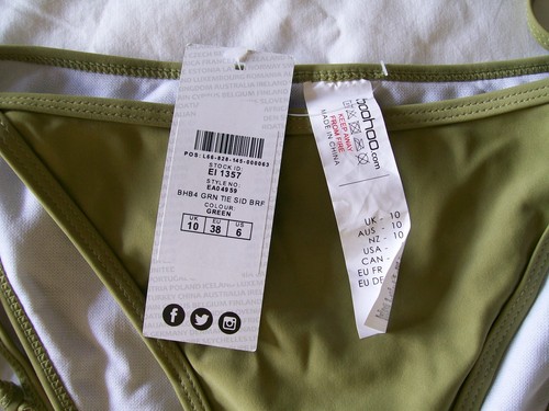 Boohoo Tie Sides Bikini Briefs pistachio green bottoms Size 10 New Tags BNWT - Picture 3 of 3