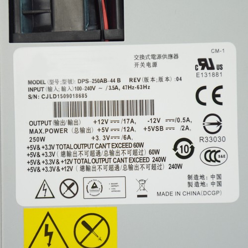 240W DPS-250AB-44B Zasilacz do serwera Delta 1Uflex NAS Host 8p + 12p + 24p - Zdjęcie 4 z 5