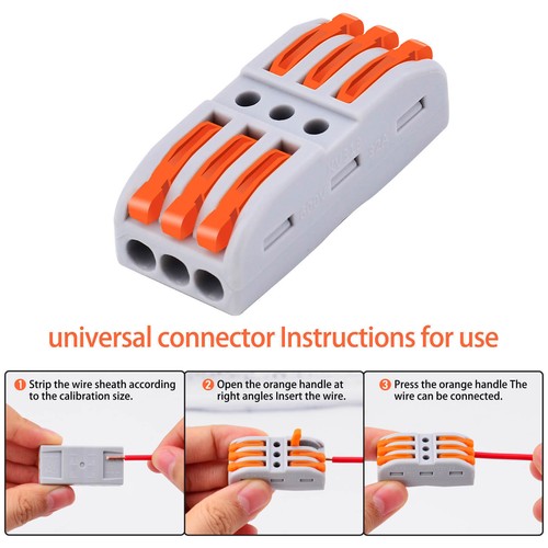 20×Mini Quick Wiring Connectors Compact 3 Conductor for Circuit Inline 28-12 AWG - Picture 2 of 12
