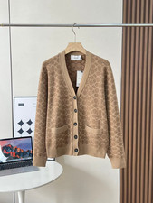 NWT COACH Women s Yellow brown sweater cardigan Organic Cotton