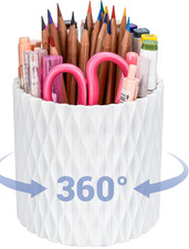 360  Rotating 5-Slot Pen Holder for Desk - Office and Home Accessories White 