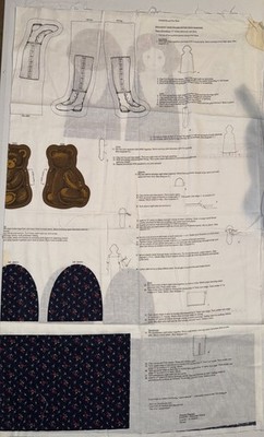 Vtg VIP CRANSTON Goldilocks DOLL PANEL Cotton FABRIC 44''X36'' Blue STORYBOOK