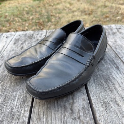 Raniero Condi Giorgio Mens Black Leather Penny Loafers Square Toe Size 42 9