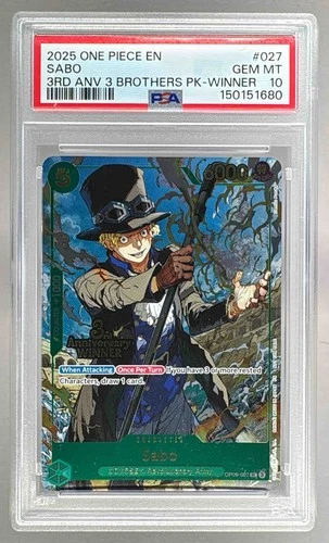 150151680 Sabo 2025 One Piece 3rd Anniversary Tournament Winner #OP09-027 PSA 10