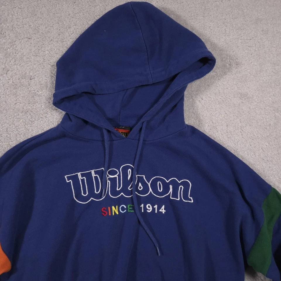 Sudadera con Capucha Wilson Para Mujer Grande Azul Recortada Bordada Desde 1914 Sudadera Logo Foto 3 de 4