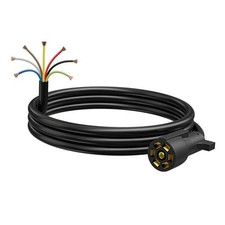 Heavy Duty 7 Way Plug Inline Trailer Cord with Weatherproof Double Prongs
