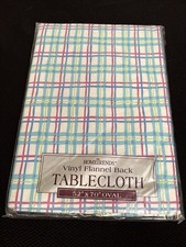 HomeTrends Tablecloth Vinyl Flannel Back 52"x70 Oval Stripes New In Package