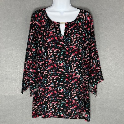 Dana Buchman Top Women's Sz L 3/4 Flowy Sleeve Mature Career Church Tunic
