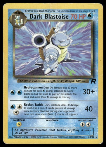 Dark Blastoise 20/82 Rare Team Rocket Pokemon Unlimited Heavily Played