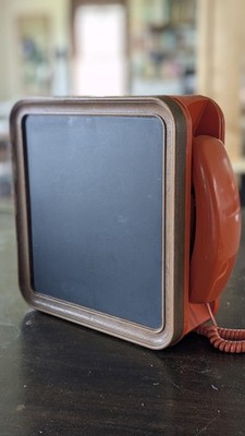 Western Electric Noteworthy 80's Orange Corded Wall Phone with Chalkboard & Cork
