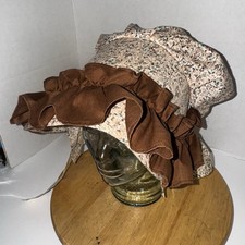 Vintage Butterfly Bonnets Prairie Sun Bonnet Floral Brown Ruffle Handmade SC