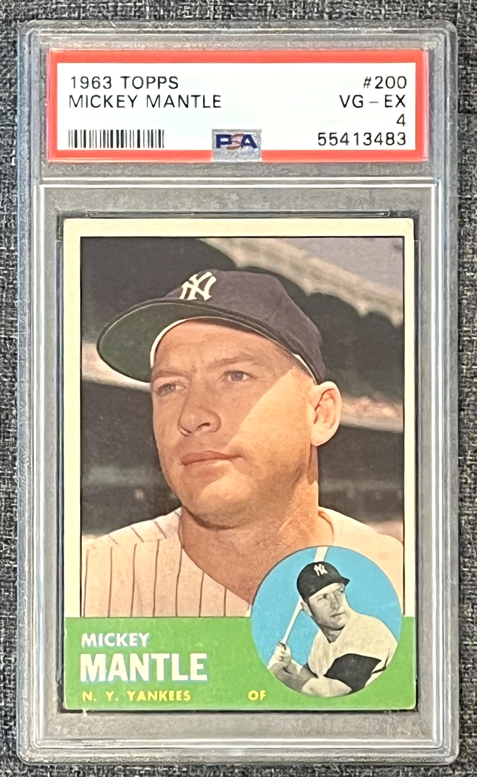 1963 Topps # 200 MICKEY MANTLE - PSA 4 VG/EX - HOF NEW YORK YANKEES