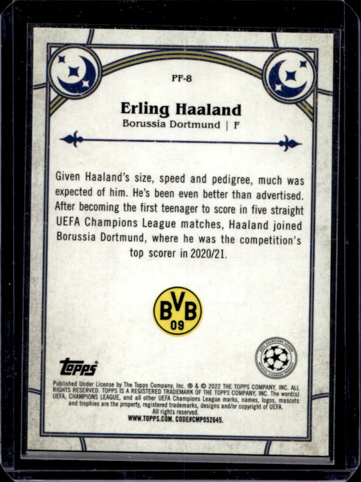 2021-22 Topps Merlin Chrome UEFA Erling Haaland Prophecy Fulfilled #PF-8 view 2