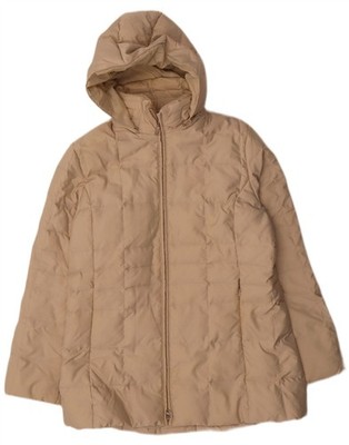 Sergio Tacchini wattierter Damenmantel mit Kapuze UK 16 Large beige Polyester AE25