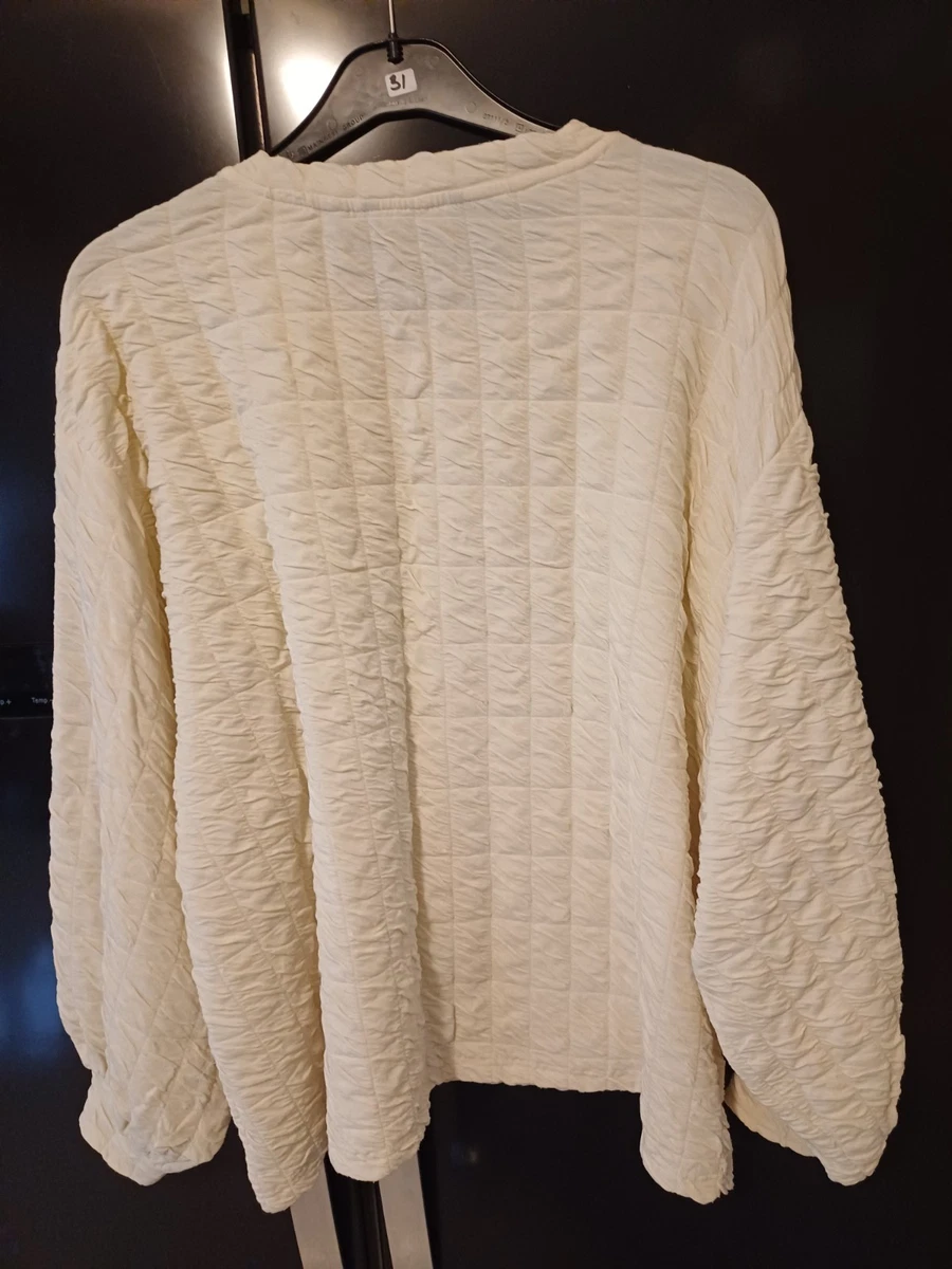 Ladies ivory quilted top blouse jumper size 24/26 vgc