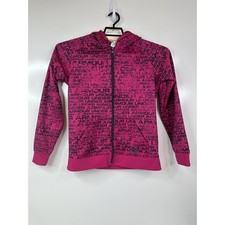 Under Armour Full Zip Hoodie Women's Small Pink Black Logo Print Jacket