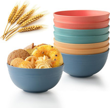 Wheat Straw Cereal Bowls Microwave Dishwasher Safe Kitchen Unbreakable 26Oz 8Pcs