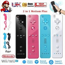 Motion Plus Remote Controller Nunchuck for Nintendo Wii & Wii U Console & Case