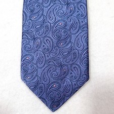 Ted Baker London Silk Tie Mesmerizing Blue Purple Paisley Pink Dots Made In USA