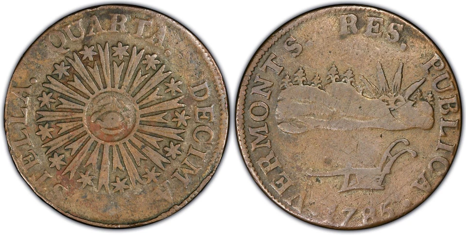 1785 Vermont Landscape Copper VERMONTS RR-2 PCGS VF30 Cert# 12560874 - Image 4 of 4