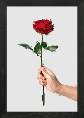 Red Rose in Hand Framed Wall Art Poster Canvas Print Picture
