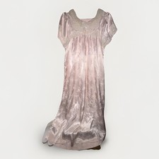 Vintage Christian Dior Jacquard Satin Lace Pale Pink Nightgown Neiman Marcus