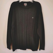 Vintage Y2K South Pole 100 Acrylic Cable Knit Sweater Size L Black