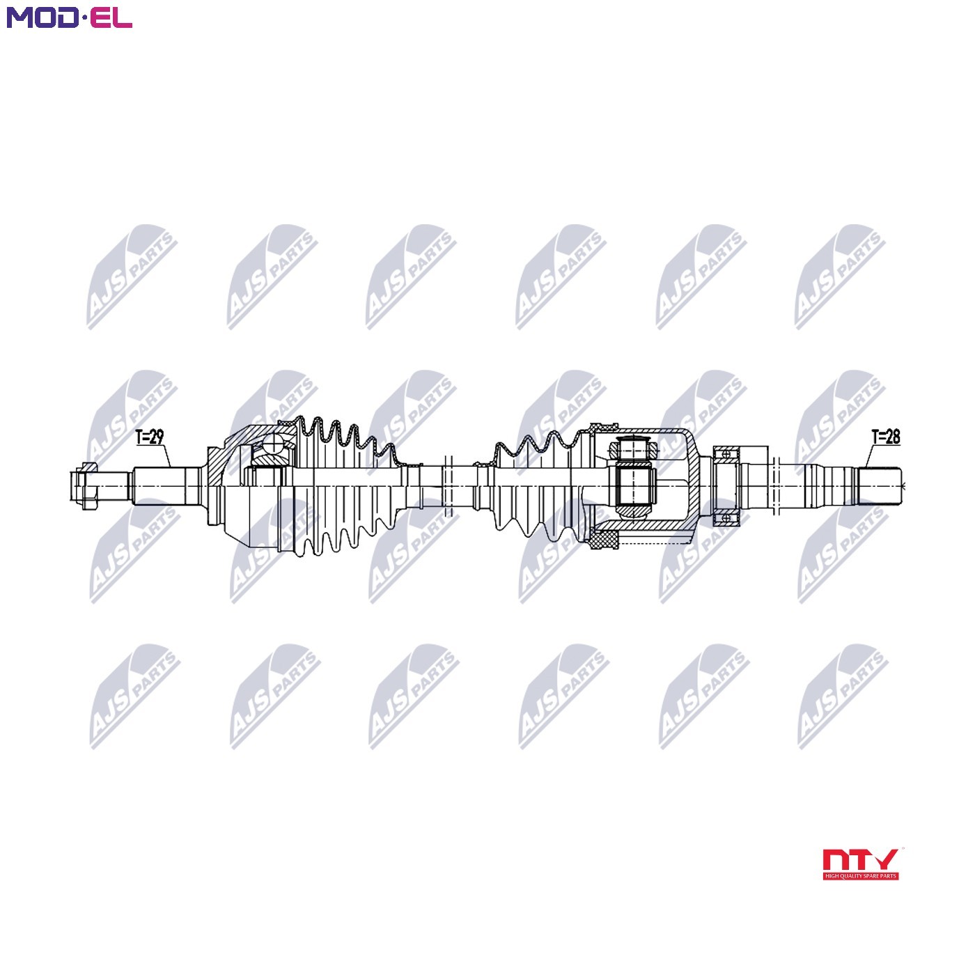 NTY Drive Shaft NPW-RE-205 For Fiat Nissan Renault Front Axle Right, New - Image 4