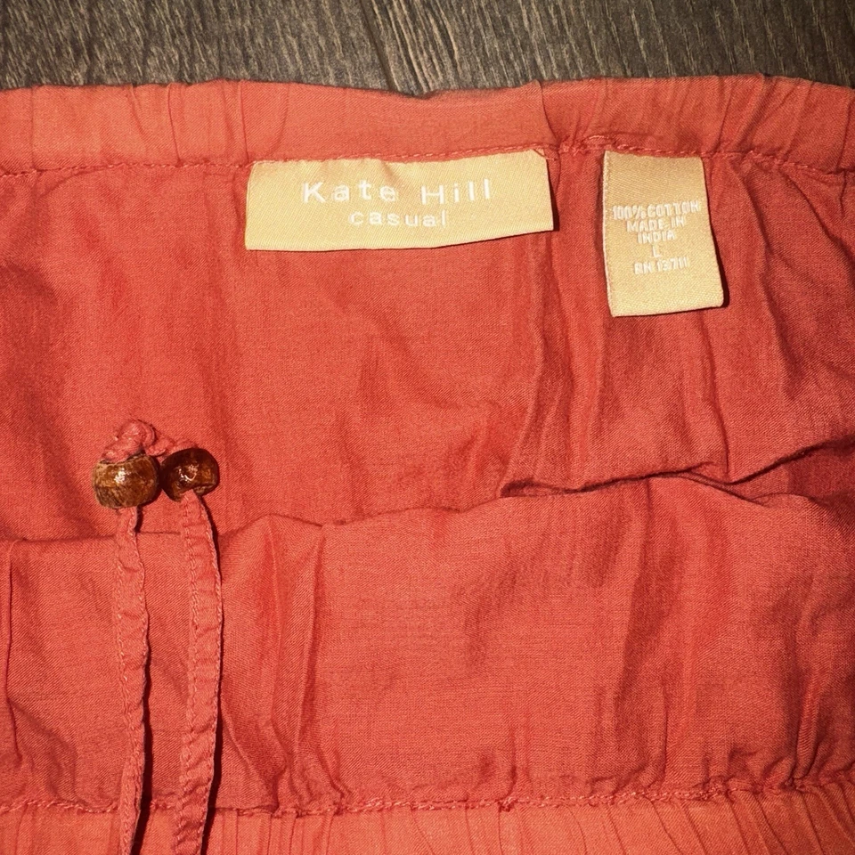 Юбка макси Kate Hill многоярусная розовая осень богемное коттедж крестьянское отверстие деталь размер L - Изображение 2 из 4