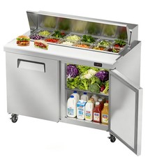 48" W Commercial Refrigerator Sandwich Salad Prep Table, Stainless Steel 2-Do...