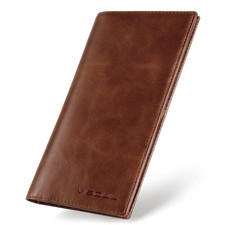 Leather Checkbook Cover Wallet for Men with RFID Blocking, Mens Long Bifold C...