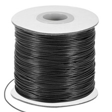 175 Yards 0.8mm Waxed Polyester Cord with Spool for Jewelry Making, Black