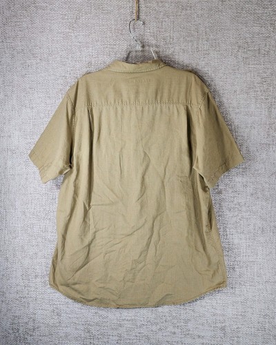 Sean John Linen Blend Button Down Shirt Mens XL Tan Casual Flight Short Sleeve - Picture 7 of 11