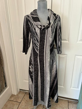 BETHANY, STRETCHY, 3/4'' SLEEVE, LINED, COWL NECK, A-LINE, MAXI DRESS, SMALL