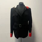 Vintage British Military Ceremonial Tunic Jacket Belted Black Red Gold 43" Army