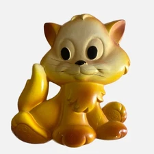 Vtg Chalk Ware Cat Wall Hanging Plaque 1981 Miller Studio Happy Kitten 6”x6”