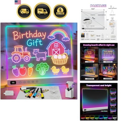 Rechargeable LED Drawing Board for Kids, Large 16'' Light Up Drawing Pad with ...