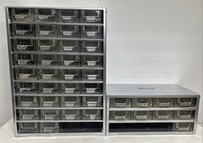 Lot of 2 Organizer - RAACO 34 Drawer & STACKMASTER 9 Drawer Storage Cabinet Bin