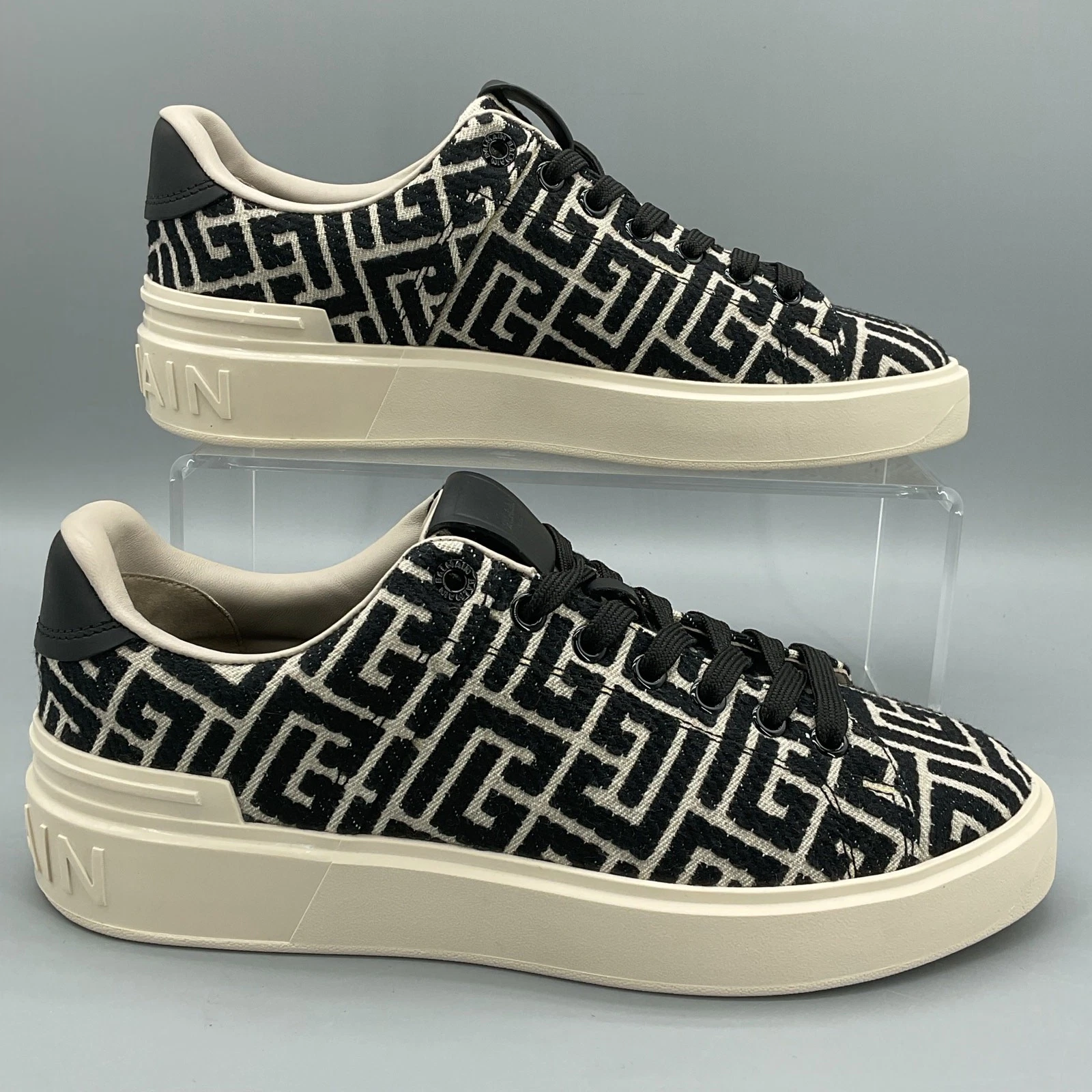Balmain — New Balmain Women's Monogram B-Court Trainers Black Size 9