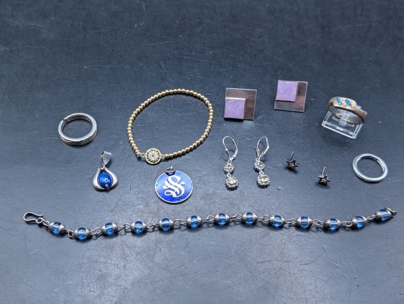 🔥 VINTAGE STERLING SILVER JEWELRY LOT 24K HEART DIAMONDS TURQUOISE ALL WEAR 🔥