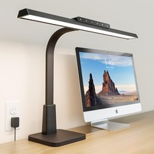 LED Desk Lamp for Home Office with Base, Dimmable Eye-Caring Computer Light with