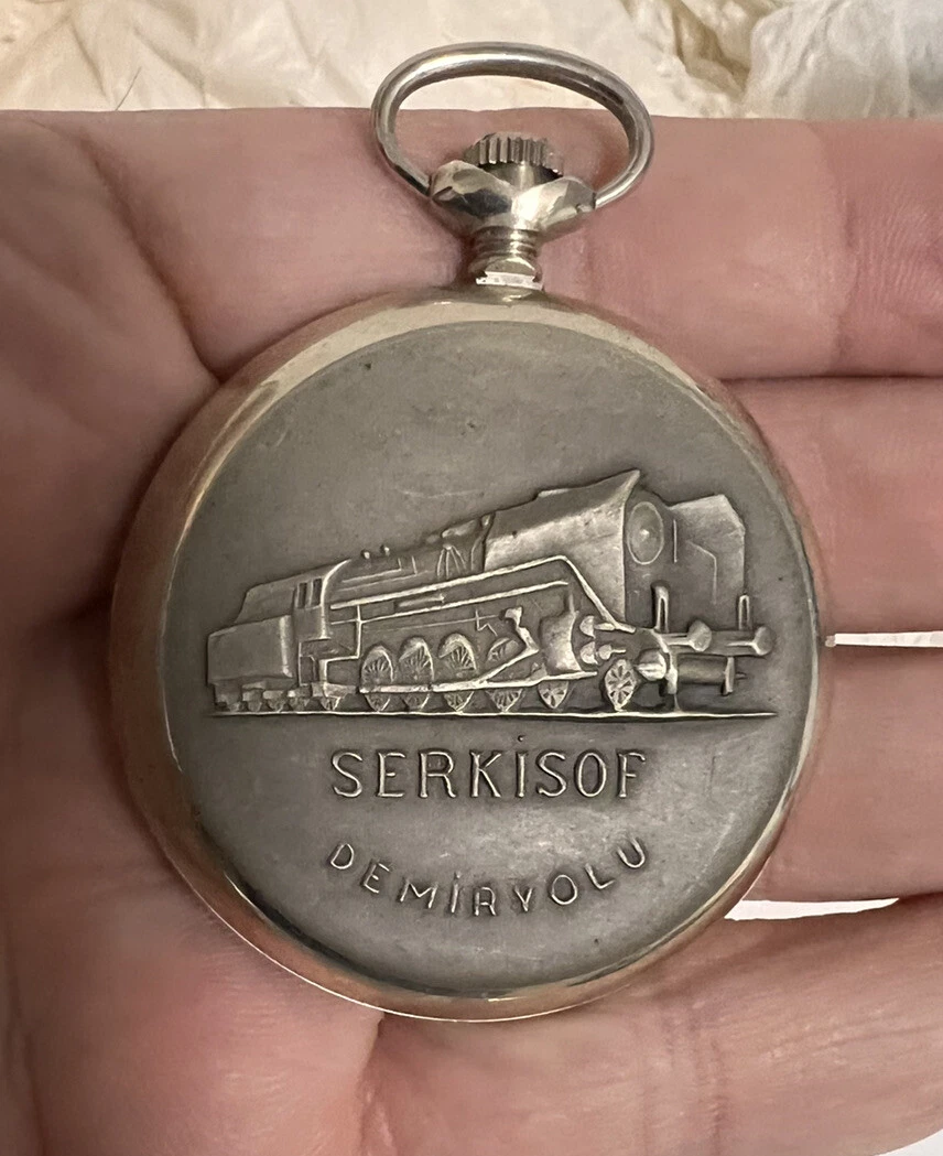 SERKISOF BY MOLNIJA RAILROAD TRAIN CASE POCKET WATCH USSR