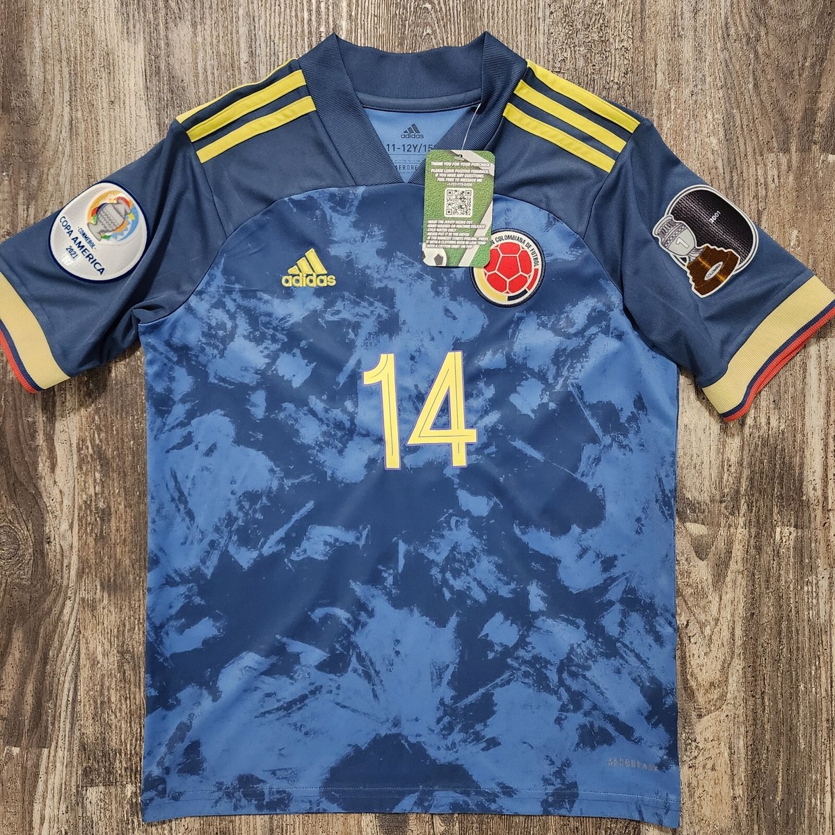 2021 Adidas Colombia Away Soccer Jersey Luis Diaz Kids M Copa